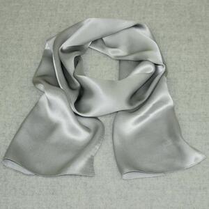 真丝缎面素绉缎男女通用款 经典纯色银灰长巾/方巾丝巾围巾披肩
