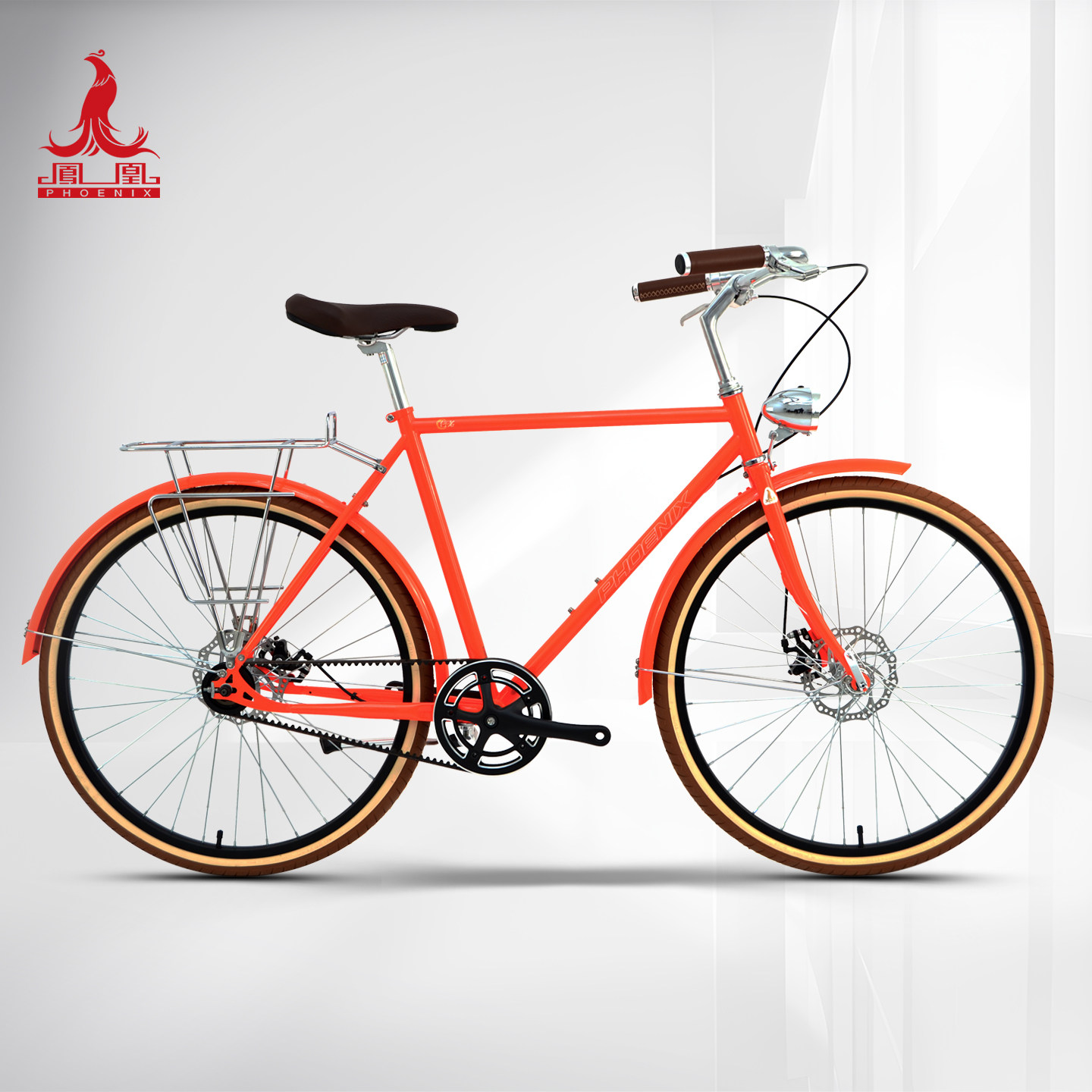 凤凰成人公路车自行车复古超轻城市单车皮带传动赛车轻便超轻跑车