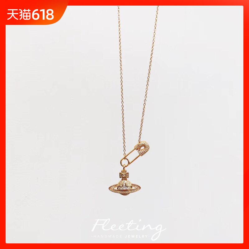 Fleetingjewelry 925 Sterling Silver Simplicity temperament golden Pin Saturn star Clavicle chain Necklacein the Accessories/Fashion Jewelry, Necklace  category - from Buy2taobao.com to provide professional Taobao agent buy service
