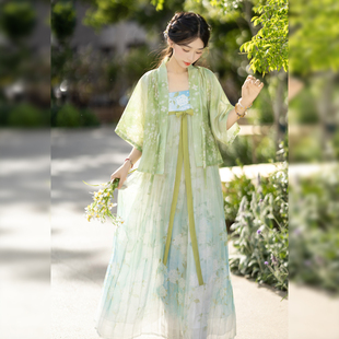 池秋记汉服【花球】唐风吊带裙齐胸汉元素夏季仙女纱裙国风新中式