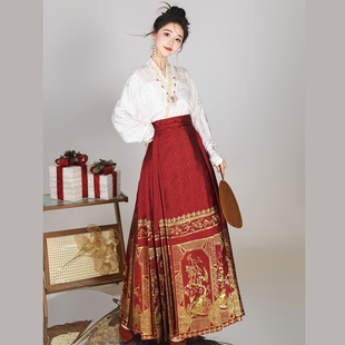 池秋记汉服明制【八样景】飞机袖日常新中式敬酒订婚织金马面裙