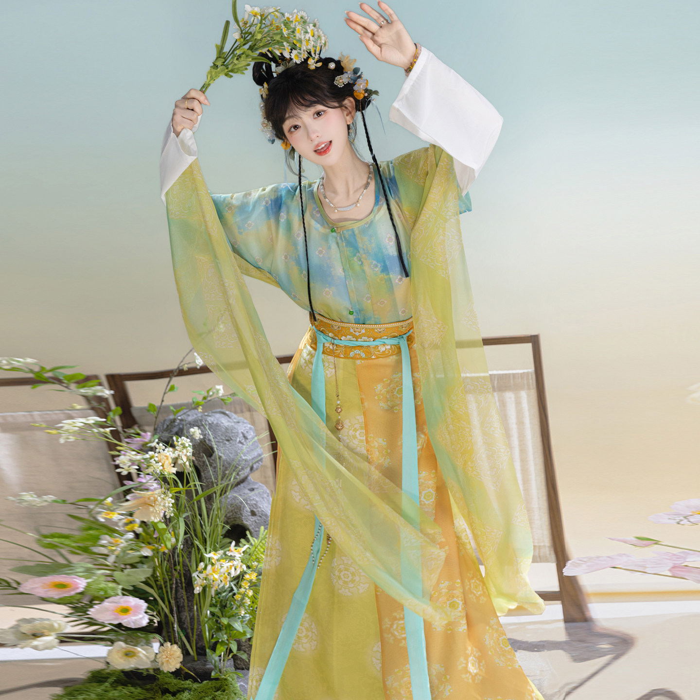 池秋记汉服【琉璃碎】唐制圆领褙子齐腰破裙日常春夏仙气汉服套装