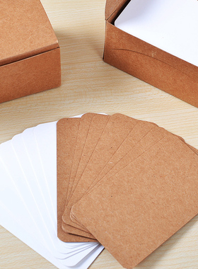 diy涂鸦手绘卡留言硬卡片纸空白英语单词卡牛皮小卡片明信片100张