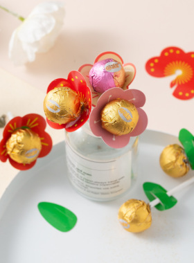 奖励一支3D小红花棒棒糖装饰卡小朋友幼儿园零食卡鼓励同学生礼物