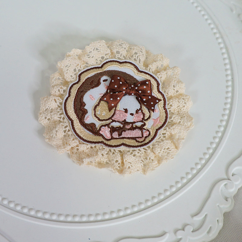 花边卡通小熊刺绣徽章胸针lolita