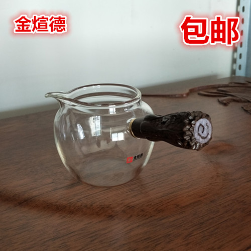 木把玻璃公道杯耐热功夫茶具配件带过滤茶漏分茶器茶海公杯过滤网