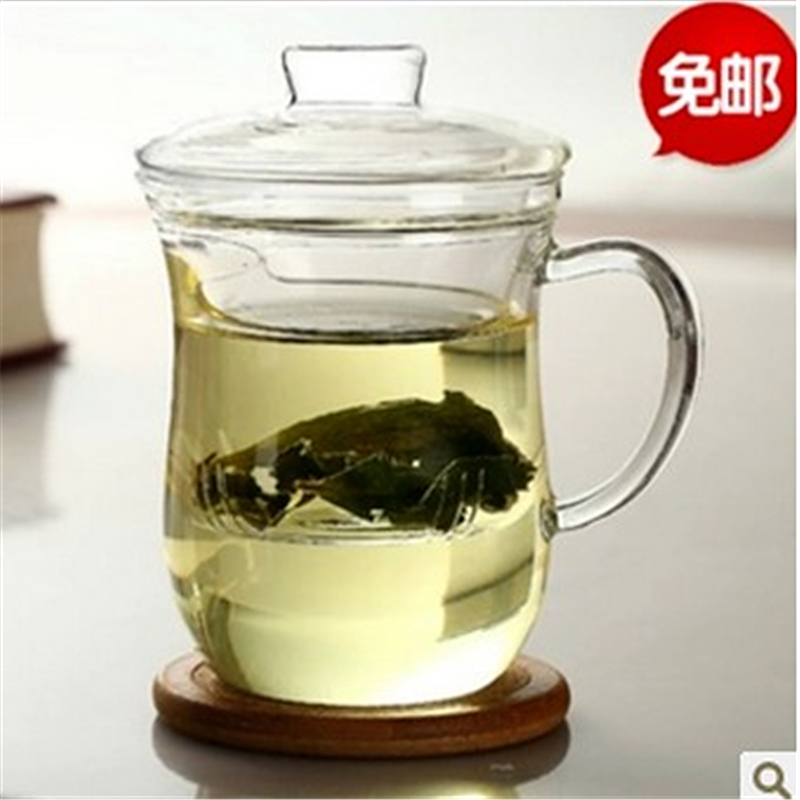 包邮耐热花茶三件杯 玻璃杯美体杯内胆花茶杯 办公杯350ml 窈窕杯