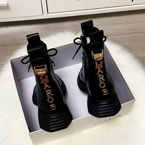 真皮马丁靴女款2025秋冬加绒新款英伦风时尚百搭厚底小短靴女单靴