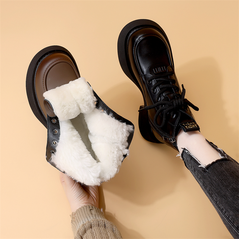 真皮厚底雪地靴女款2025新款冬季皮毛一体羊毛靴抗寒保暖东北棉鞋