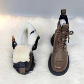 马丁靴女2025秋冬新款 英伦风厚底网红爆款 加绒保暖短靴羊毛雪地靴