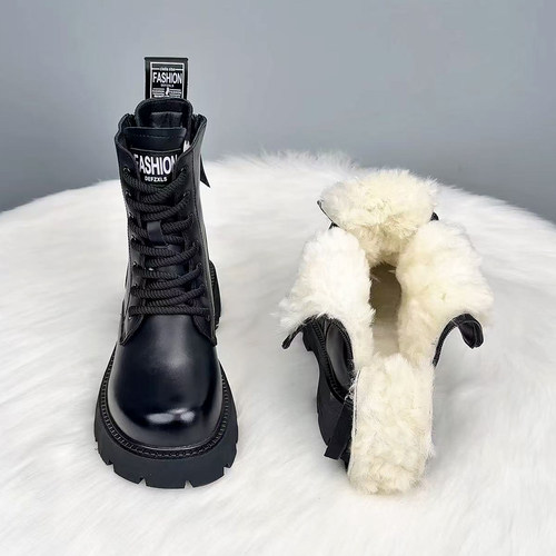 加绒加厚羊毛雪地靴女厚底马丁靴