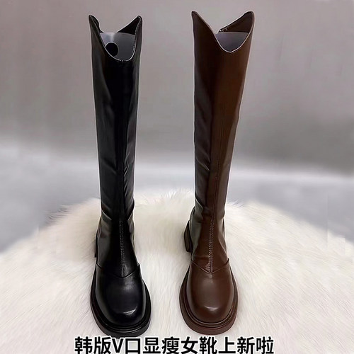 英伦风马丁靴女2025年新款长筒靴
