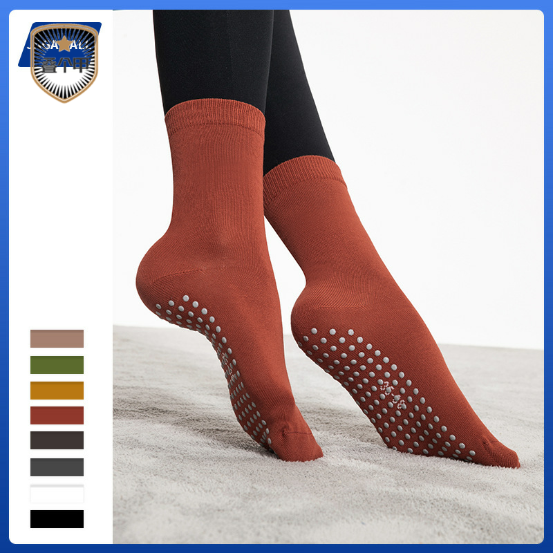 秋冬新款压力中筒防滑点胶袜保暖健身袜舞蹈运动瑜伽袜普拉提袜子