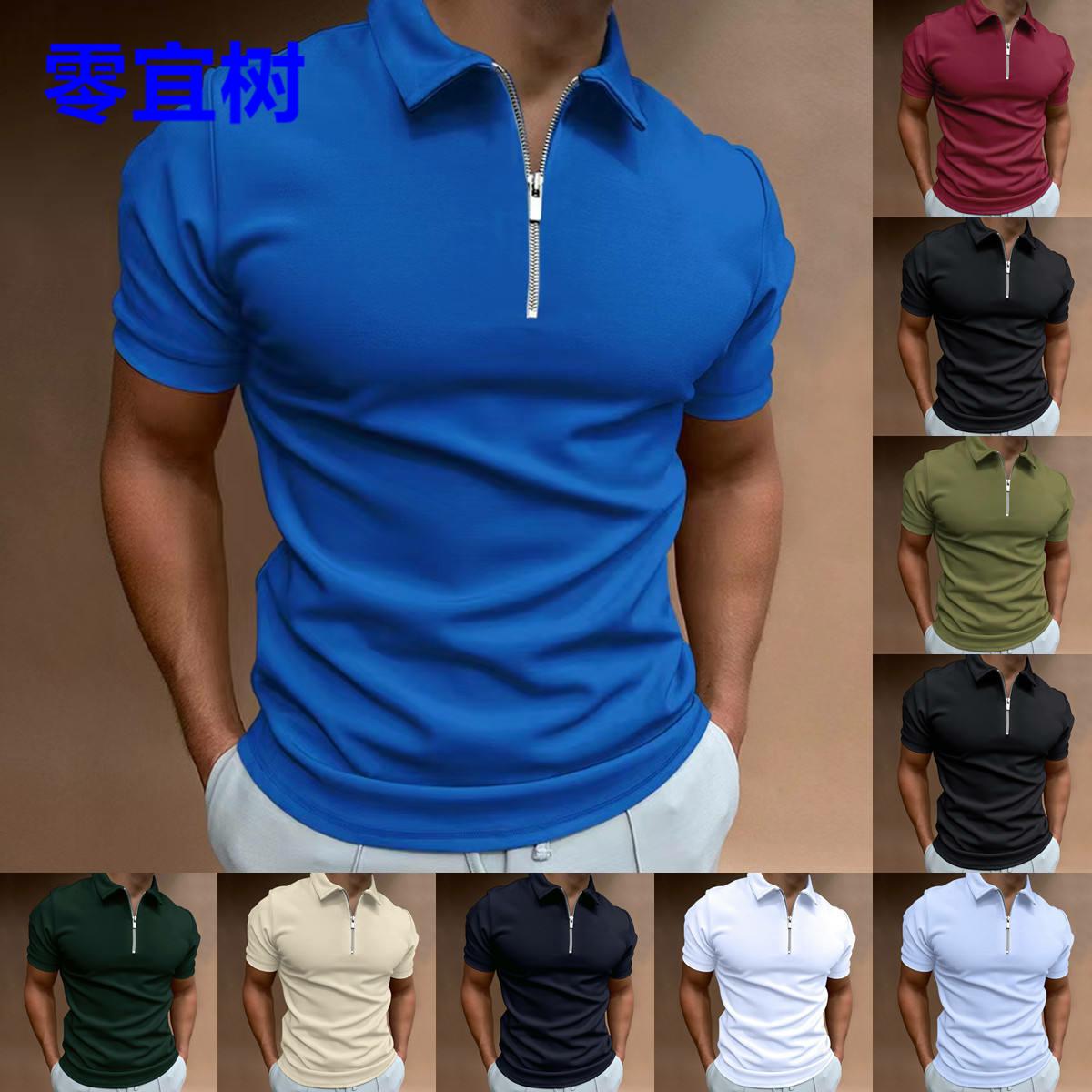 外贸2025夏季男式polo衫纯短袖翻领t恤休闲合身上衣欧美男装5XL