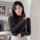 秋冬德绒内搭 上衣新款 磨毛牛奶丝打底衫 女百搭保暖长袖
