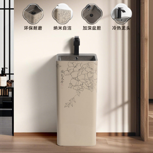 一体落地式陶瓷立柱盆送货入户