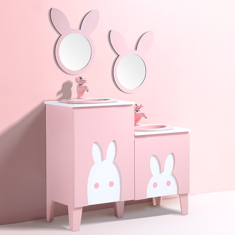 幼儿园儿童浴室柜组合彩色卡通子母高低洗手池台盆柜卫生间洗手台