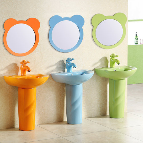 幼儿园儿童陶瓷立柱盆落地式彩色