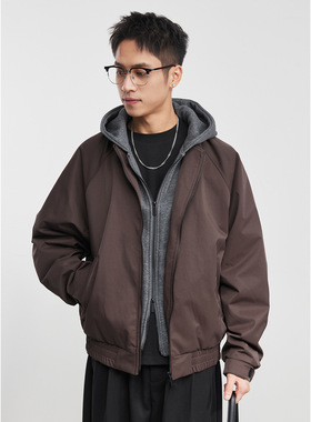 Yuquan羽泉90白鸭绒假两件拼接连帽羽绒服冬季男百搭防风