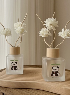 网红熊猫无火藤条香薰家居卧室摆件厕所除臭持久留香空气清新香薰
