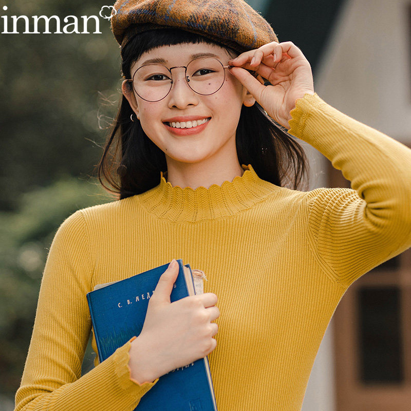 茵曼旗舰店内搭立领半高领毛衣2020年菌曼洋气女装针织打底衫秋冬