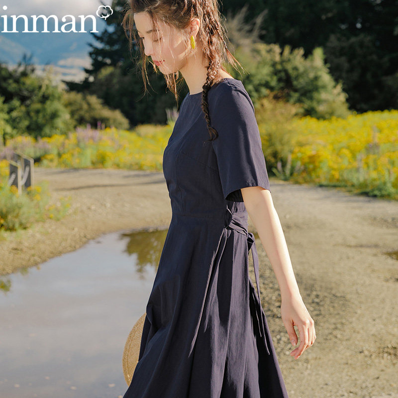 茵曼日系温柔风轻熟气质复古连衣裙女装夏季2020新款文艺森系长裙