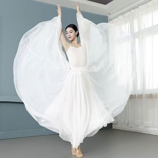 720度仙女服飘逸双层天丝大摆裙中国舞古典舞舞蹈练功服半身长裙