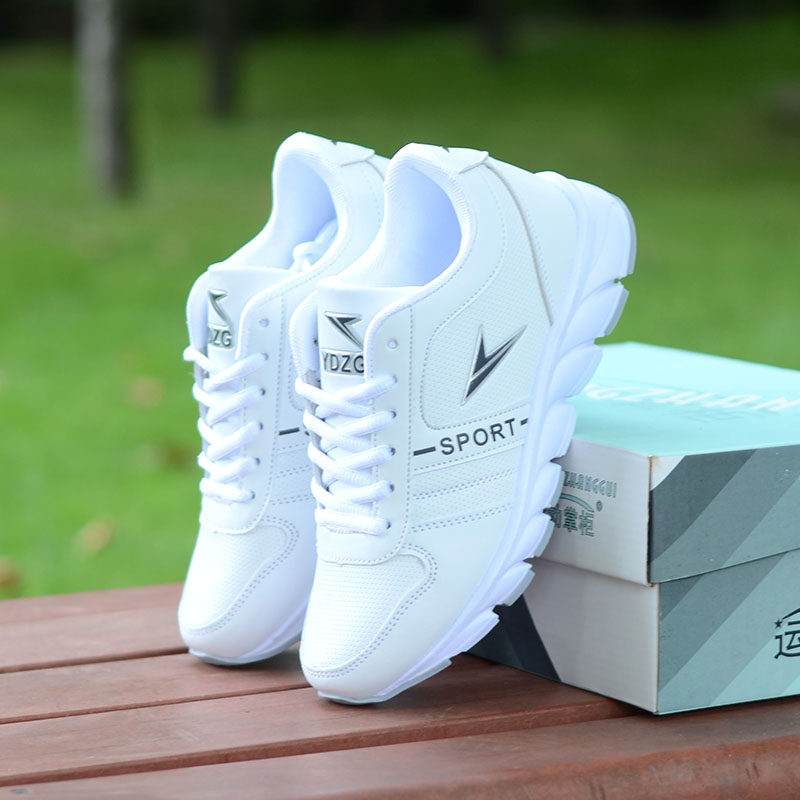 秋季防滑耐磨男女运动鞋白色学生波鞋情侣跑步鞋厚底工作鞋网球鞋