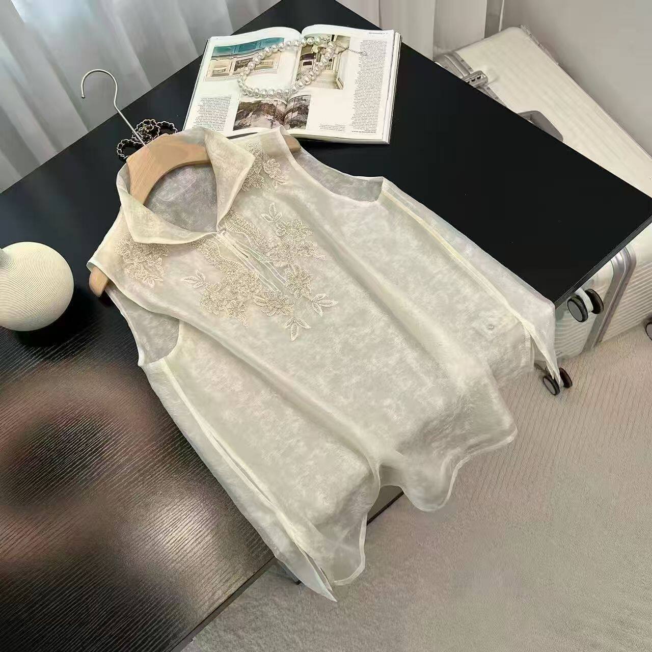 新中式国风女装重工刺绣无袖上衣背心气质坎肩复古提花小衫夏季