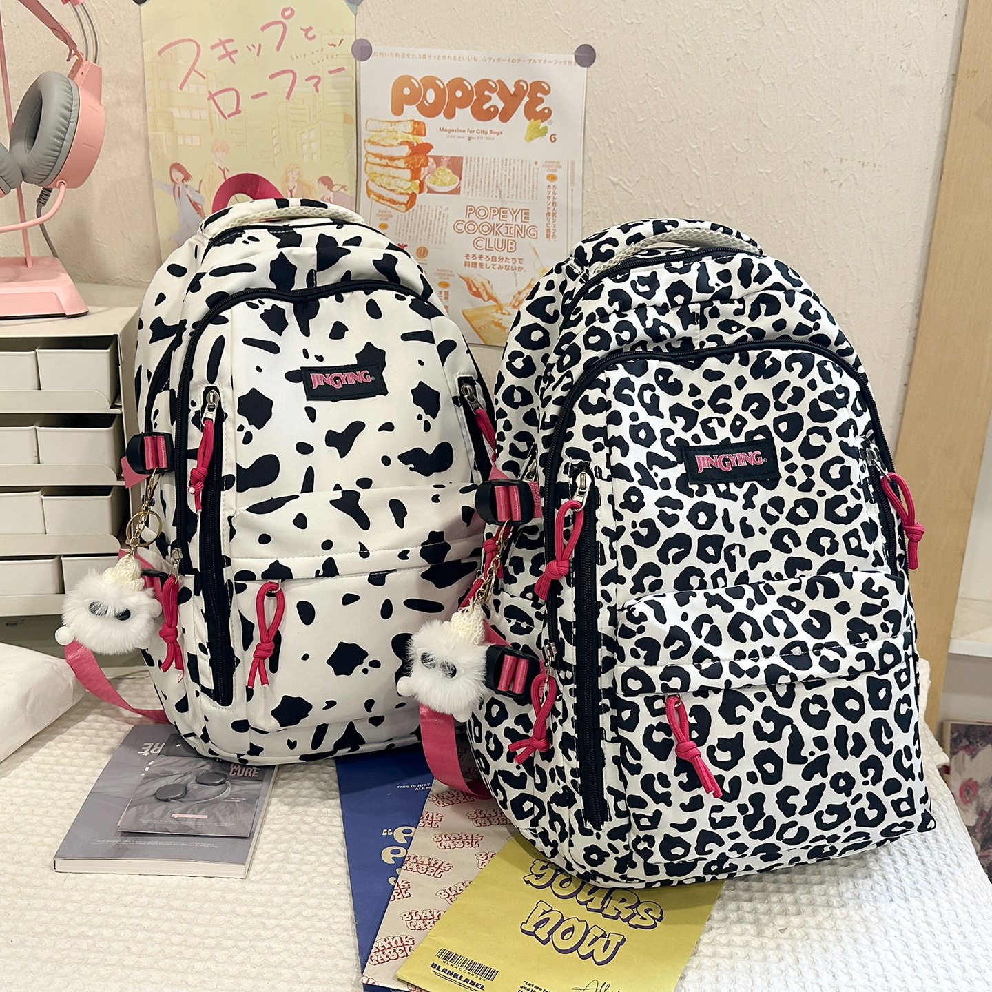 书包韩版原宿ulzzang日系少女中学生森系帆布双肩包女ins百