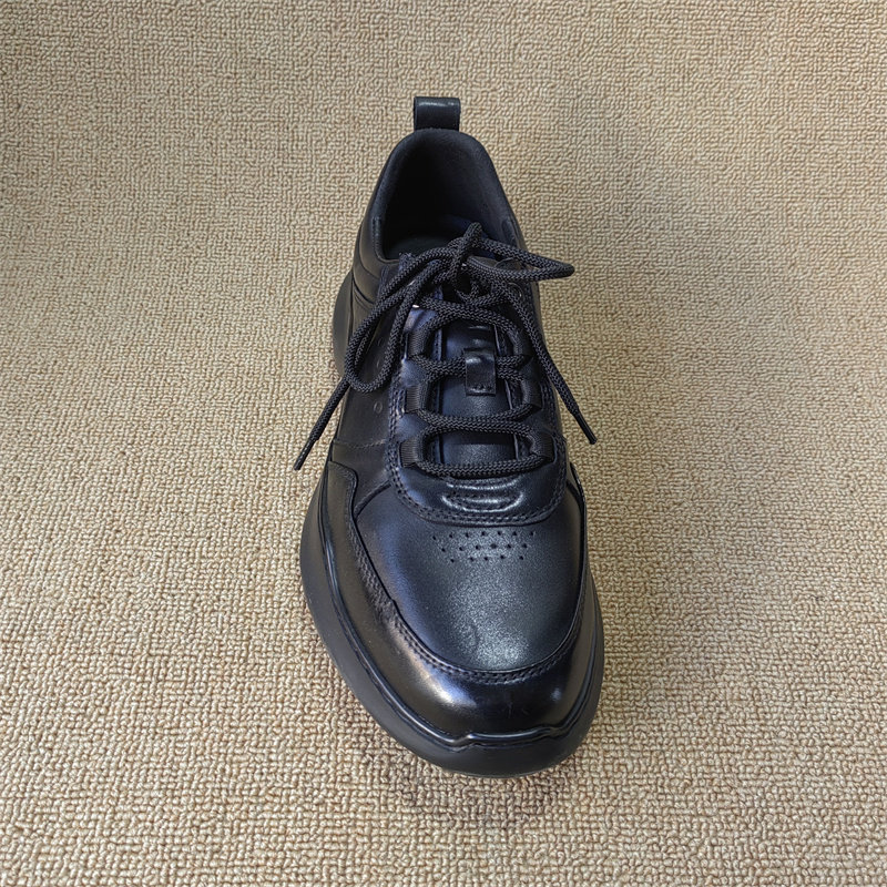 2026春季真皮男鞋休闲皮鞋黑色圆头中跟软底轻质百搭牛皮休闲鞋