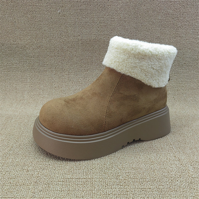 2025冬季毛绒翻边雪地靴女厚底增高保暖短靴时尚百搭棉靴1,女鞋,时尚雪地靴,淘宝优惠券,粉丝福利购,淘宝优惠卷