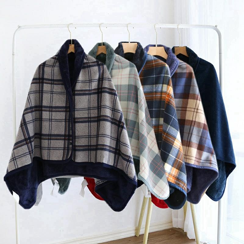 多功能保暖披肩午睡毯子颈肩斗篷披风儿童毯办公室空调盖毯懒人毯