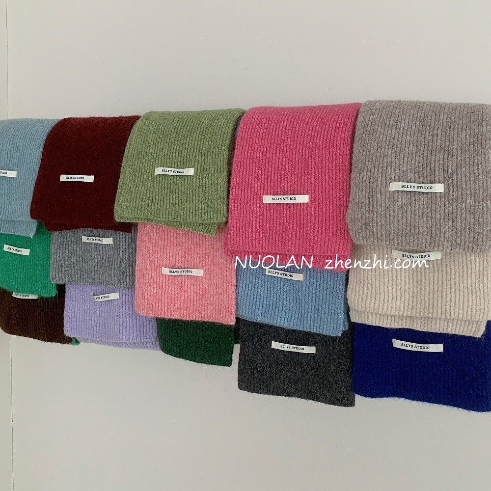 ！新疆包邮西藏厂家自制羊毛混纺纯色毛线围巾女冬显白新款学生情