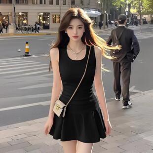 裙子小个子背心连衣裙女修身 性感无袖 气质高级感A字短裙 新款 夏季