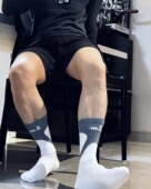 D.M男士 袜子拼色中筒运动袜毛圈加厚秋冬棉袜篮球袜体育生吸汗