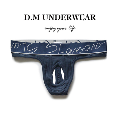 D.M男内裤个性吊环镂空丁字裤单丁带洞潮紧身棉质情趣诱惑性感T字