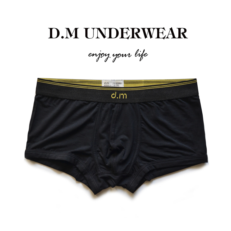D.M男内裤中低腰性感平角纯色莫代尔50S高弹透气潮吸汗男四角短裤