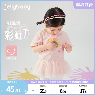 女童t恤短袖 上衣 2025甜美彩虹小女孩衣服小儿童洋气夏装 5宝宝夏季