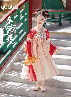 女童汉服春季2026儿童红色古风唐装大童春装中国风连衣裙宝宝裙子