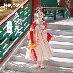 女童汉服春季2026儿童红色古风唐装大童春装中国风连衣裙宝宝裙子