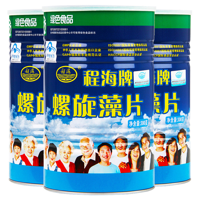 程海牌螺旋藻片 0.5g/片*100片*6袋*3盒套餐
