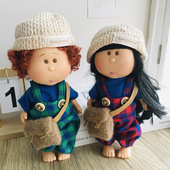 玩偶换装 24cm 秋冬针织帽毛绒包 套装 衣服配件 Mia娃娃格纹背带裤