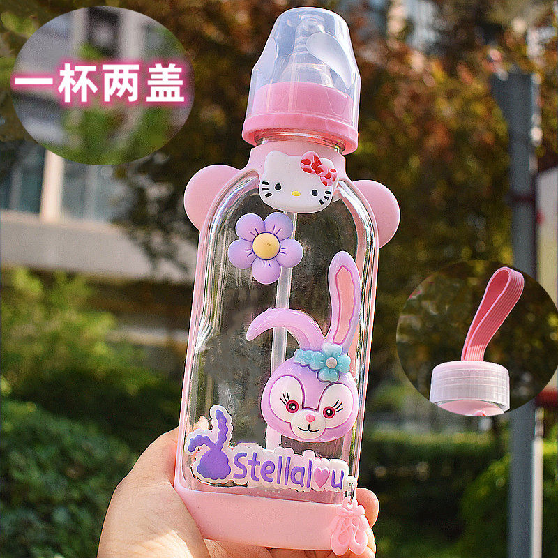 美美送礼玻璃卡通原创一杯两盖