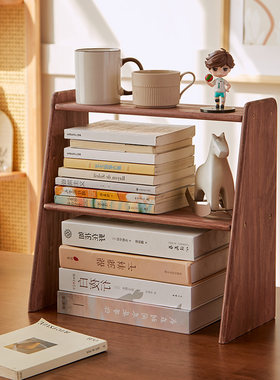 复古桌面收纳架斜面台式香水化妆品置物架实木多层咖啡杯整理收纳