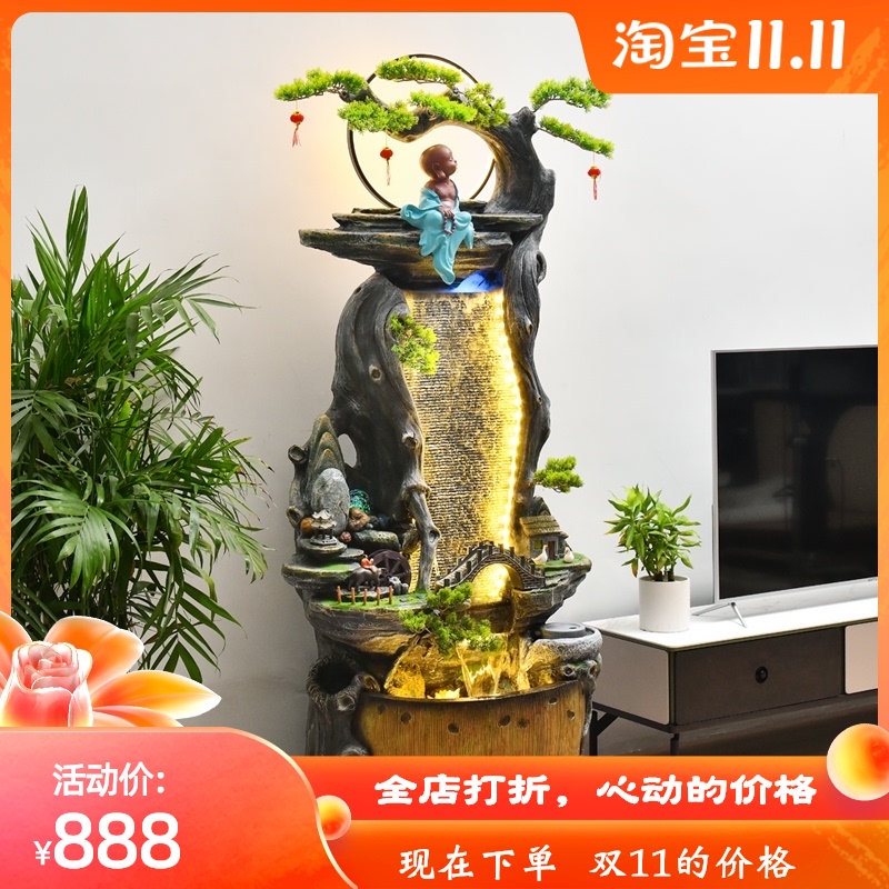 假山流水喷泉养鱼池客厅玄关落地招财摆件装饰造景观风水轮水循环