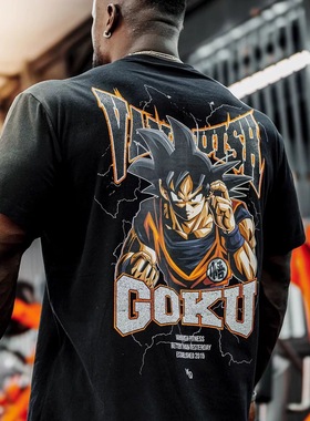 VQ联名七龙珠款健身宽松短袖T恤男女运动美式透气五分袖半袖