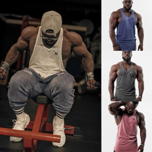 萨迪克黑豹健身训练男做旧工字破洞背心运动美式透气复古健美背心