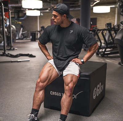 英国Gym鲨鱼oversized健身健美男女运动训练短袖男T恤宽松休闲衣