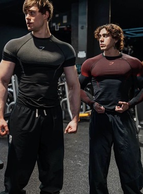 GYMSHARK鲨鱼ONYX超级英雄健身训练紧身短袖男女运动美式修身T恤